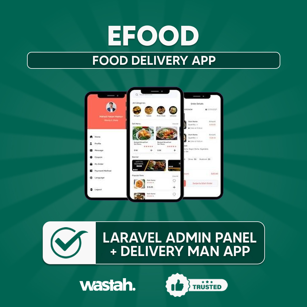 eFood - Food Delivery App with Laravel Admin Panel + Delivery Man App